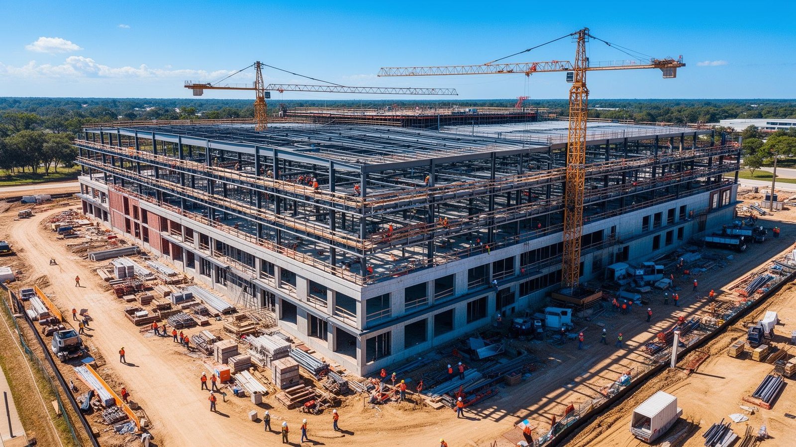 Construction site aerial view